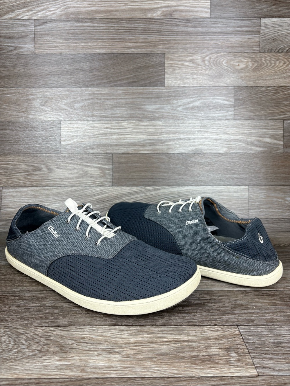 OluKai Men's Nohea Moku Sneaker Boat Shoe Slip-On No Tie Gray Sz 12